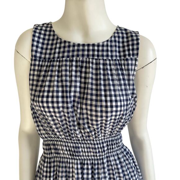 Draper James RSVP Gingham Sleeveless Maxi Dress Size M Navy Blue White Check - Picture 2 of 13